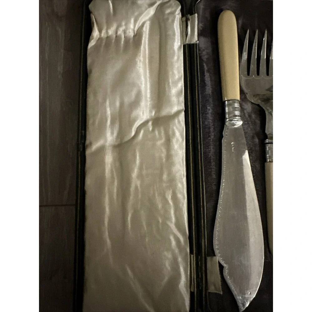 Antique Vintage A&D S Fish Serving Knife And Fork Set, Cutlery Flatware‎